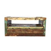 Rustica Indian Reclaimed Wood Tv Cabinet With 2 Drawers Natural 45 x 120 x 55 cm